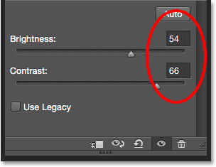 The Auto brightness and contrast settings. Image © 2015 Steve Patterson, Photoshop Essentials.com