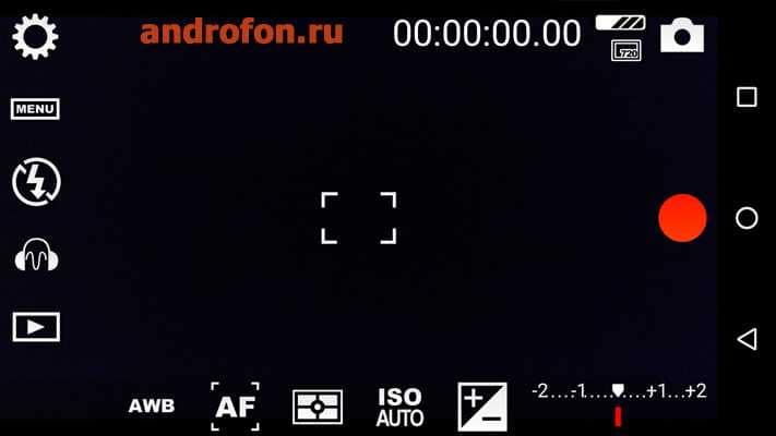 Интерфейс камеры в приложении Cinema FV-5.