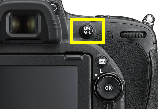 На современных аппаратах кнопка блокировки экспозиции совмещена с блокировкой фокусировки (AF-L). Нажимая на неё, мы блокируем и автофокус, и экспозицию. Впрочем, эти параметры мы можем настроить в меню фотоаппарата, указав что именно будет эта кнопка блокировать.