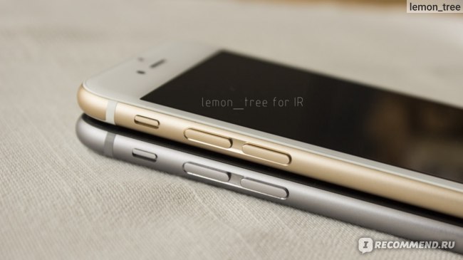 Сравнение толщины iPhone 6S и iPhone 6.  (Золотой - iPhone 6, а серебряный - iPhone 6S) 