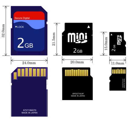 Размеры SD-карточек обычного, мини- и микроформата