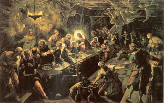 Я. Тинторетто. «Тайная вечеря». 1592—94 гг. Церковь Сан-Джорджо Маджоре. Венеция