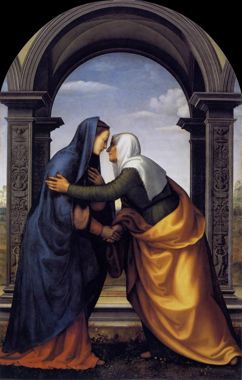 Встреча Марии и Елизаветы. Мариотто Альбертинелли, 1503. Масло