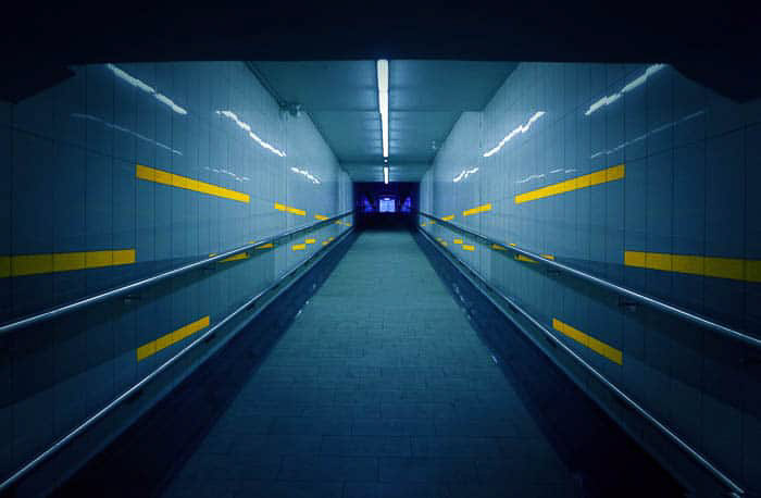 An atmospheric shot of an underground tunnel 