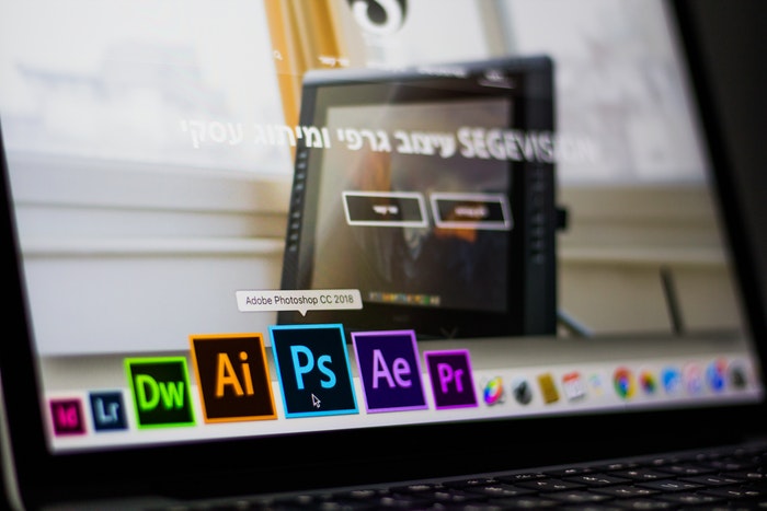 Laptop with Adobe Photoshop icon 