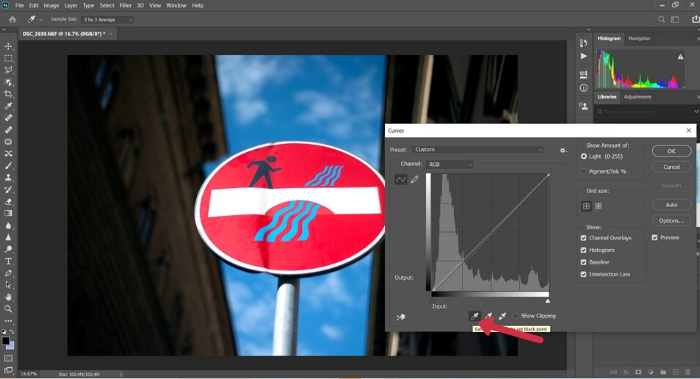 A screenshot of setting the black point in Photoshop