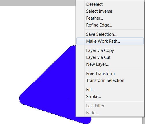 В контекстном меню при помощи инструмента Select в Photoshop выберите Make Work Path...