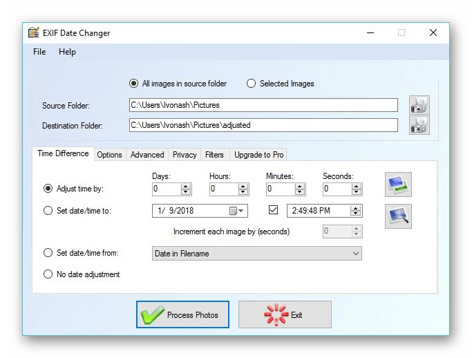 Использование программы EXIF Date Changer для изменения даты создания файла