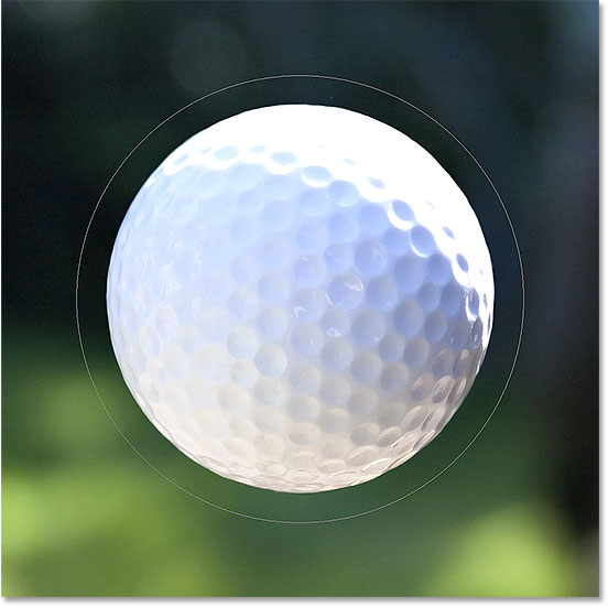 Drawing a circular path around a golf ball in Photoshop.