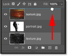 Dragging the texture layer to the top of the layer stack in Photoshop