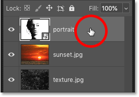 Opening the contextual menu in Photoshop