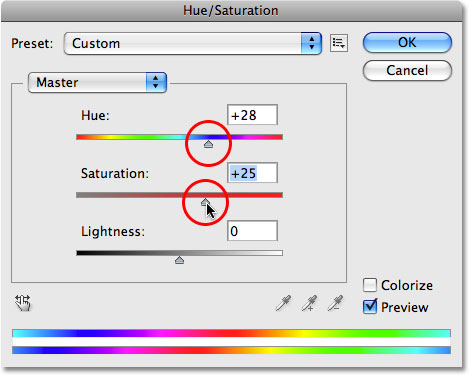 The Hue/Saturation image adjustment in Photoshop. 