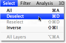 Deselecting the selection in Photoshop. 