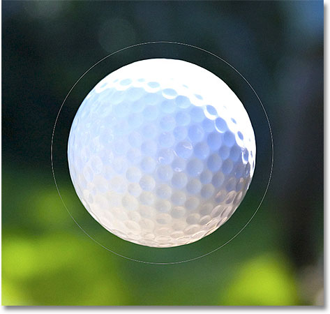 Drawing a circular path around a golf ball in Photoshop. 