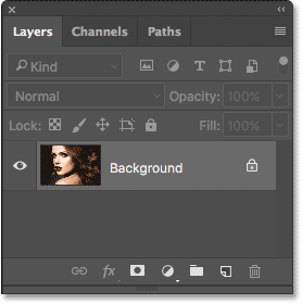 The Layers panel showing the photo on the Background layer. 