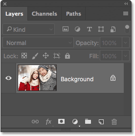 The Layers panel showing the image on the Background layer. 