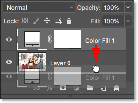 Dragging the Solid Color fill layer below Layer 0. 