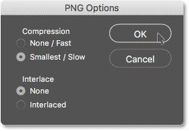 The PNG Options dialog box.