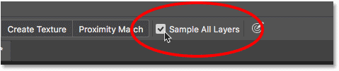 The Sample All Layers option for the Spot Healing Brush in the Options Bar