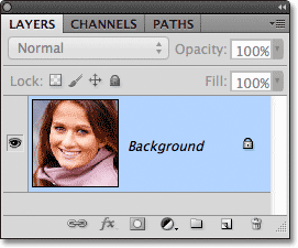The original photo sits on the Background layer in the Layers panel. Image © 2012 Photoshop Essentials.com