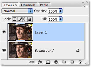 The Layers palette in Photoshop showing a copy of the Background layer.