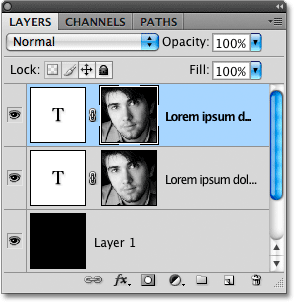 Creating a copy of the type layer in Photoshop.