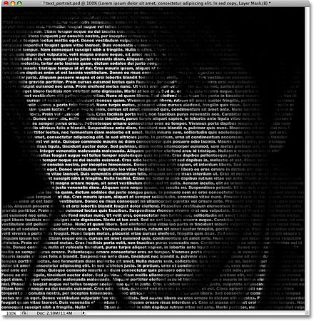 Photoshop text portrait photo effect.