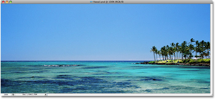 A panoramic view of the ocean in Hawaii. Image licensed from iStockphoto by Photoshop Essentials.com.
