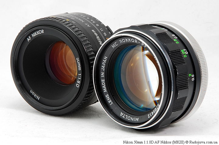 Nikon 50mm 1:1.8D AF Nikkor (MKIII) и Minolta MC Rokkor-PF 1:1.4 f=58mm