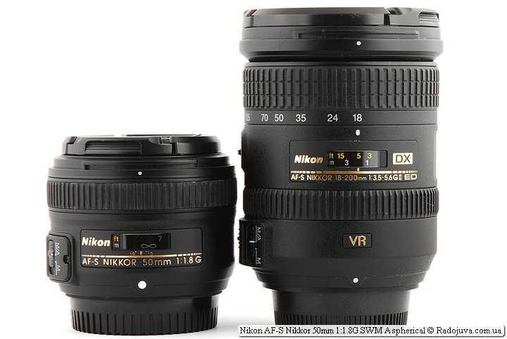 Фикс объектив Nikon AF-S Nikkor 50mm 1:1.8G SWM Aspherical и универсальный объектив Nikon DX AF-S Nikkor 18-200mm 1:3.5-5.6GII ED SWM VR IF Aspherical