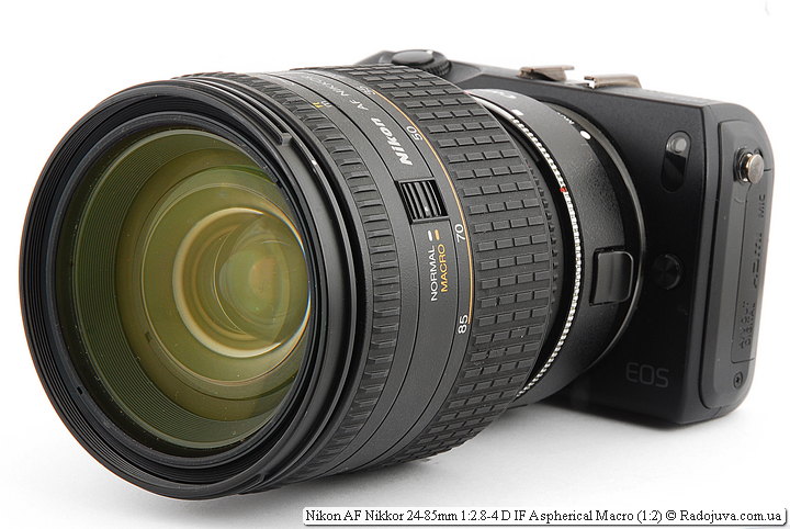 Nikon AF Nikkor 24-85mm 1:2.8-4 D IF Aspherical Macro (1:2) на камере Canon EOS M