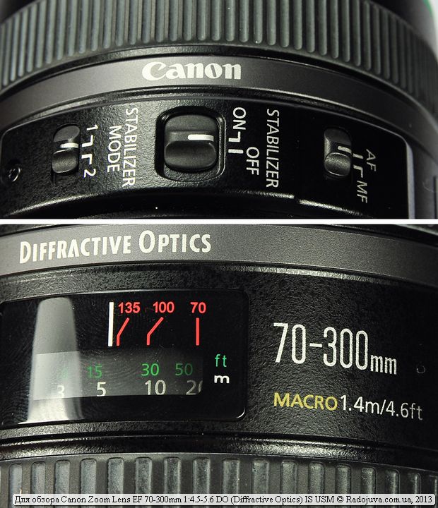 Переключатели на Canon 70-300mm DO IS USM
