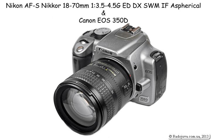 Камера Canon с объективом Nikon G-типа