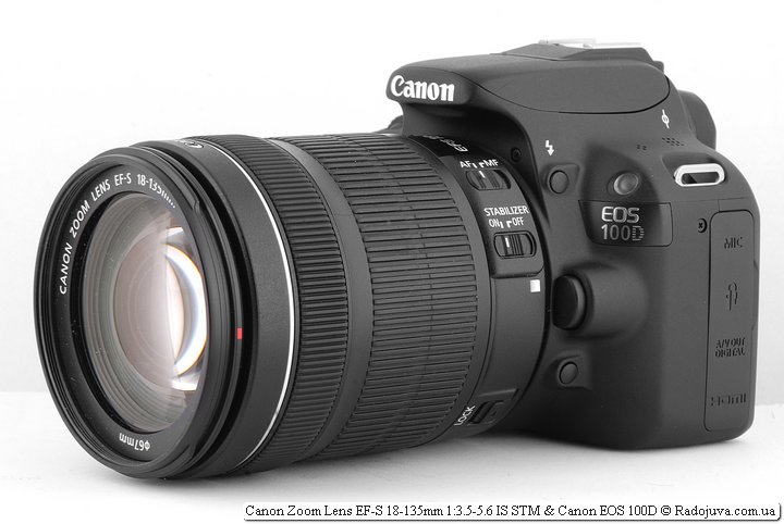 Вид объектива на камере Canon 100D