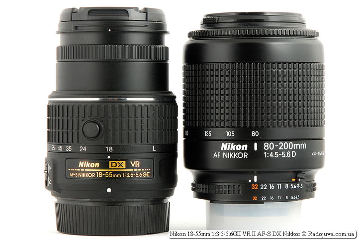 Nikon 18-55mm 1:3.5-5.6GII VR II AF-S DX Nikkor и Nikon 80-200mm AF Nikkor 1:4.5-5.6D