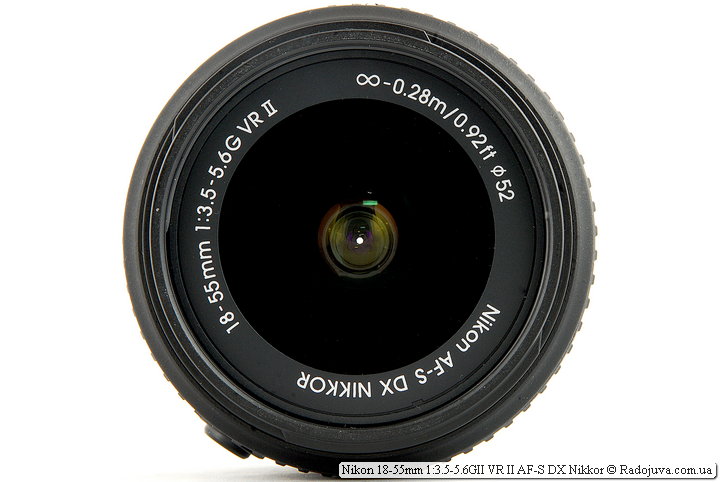 Вид Nikon 18-55mm 1:3.5-5.6GII VR II AF-S DX Nikkor спереди