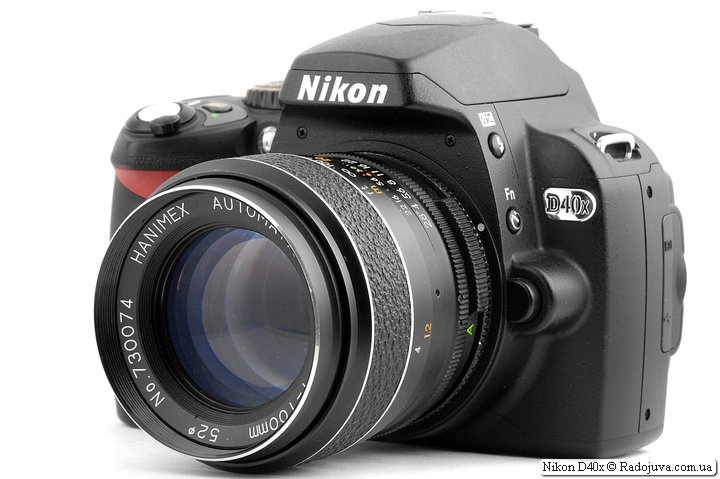 Nikon D40x с объективом Hanimex Automatic 1:2.8 f=100mm