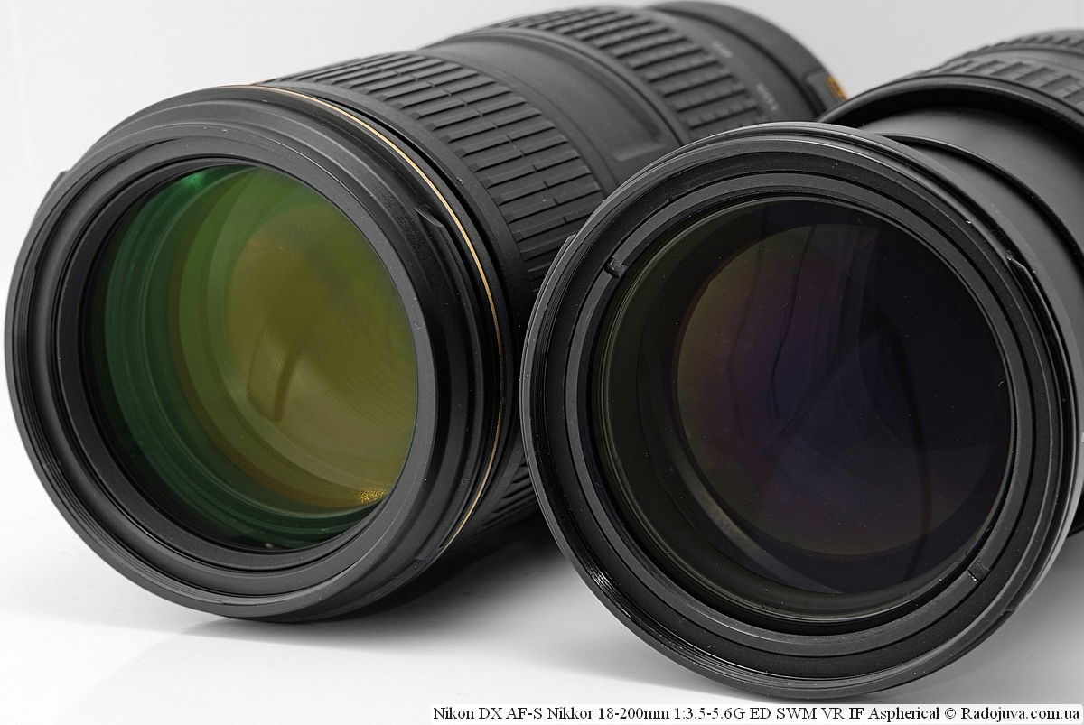Просветление линз объективов Nikon N AF-S Nikkor 70-200mm 1:4G ED SWM VR IF Nano Crystal Coat и Nikon DX AF-S Nikkor 18-200mm 1:3.5-5.6G ED SWM VR IF Aspherical