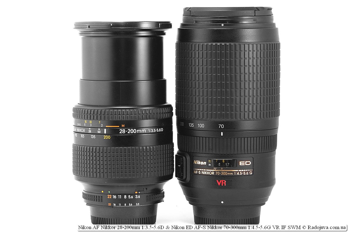 Размеры Nikon AF Nikkor 28-200mm 1:3.5-5.6D и Nikon ED AF-S Nikkor 70-300mm 1:4.5-5.6G VR IF SWM