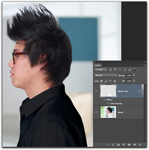 Adobe Photoshop CS6: The finished result...the white shirt is now black