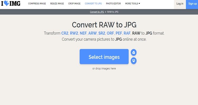 Convert Raw to JPEG Online-Iloveimg