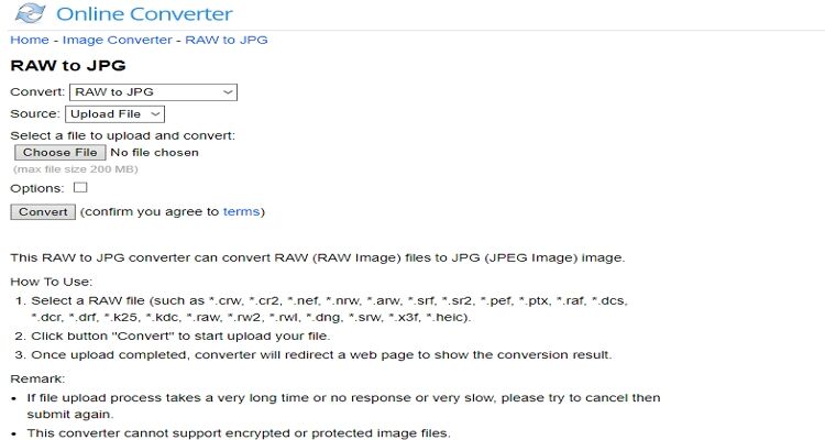 Convert Raw to JPEG Online-Online Converter