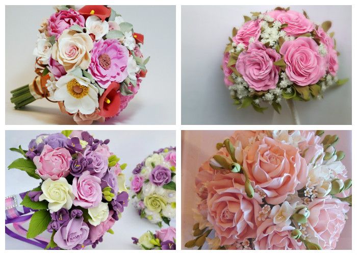 Букеты невесты из искусственных цветов (из фоамирана)
