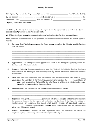 Agency Agreement Template 