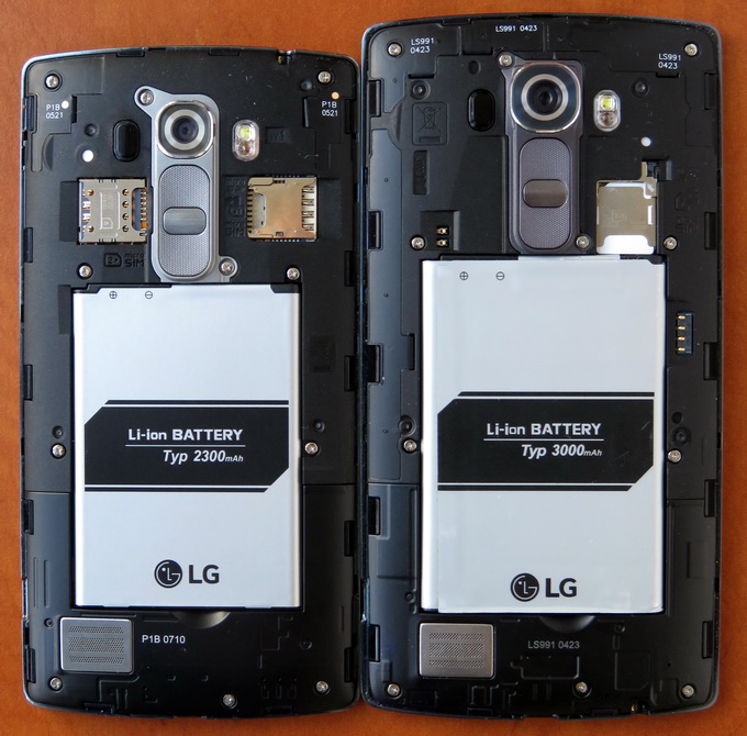 Корпус моделей LG G4 и LG G4s — разборной, со съемной задней крышкой. Под ней можно увидеть съемную батарею, слот для карт памяти microSD, а также слот для одной или двух SIM-карт