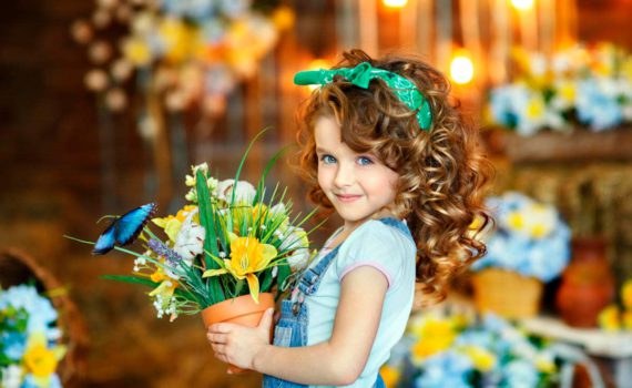 детская фотосессия с цветами